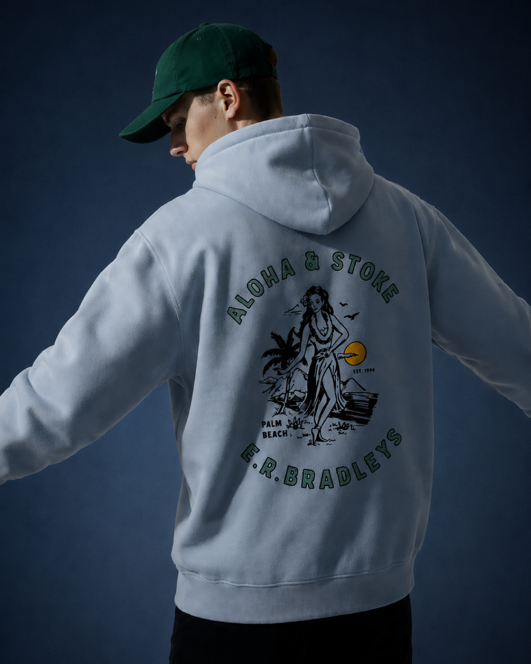 E.R. Bradleys Hula Powder blue hoodie