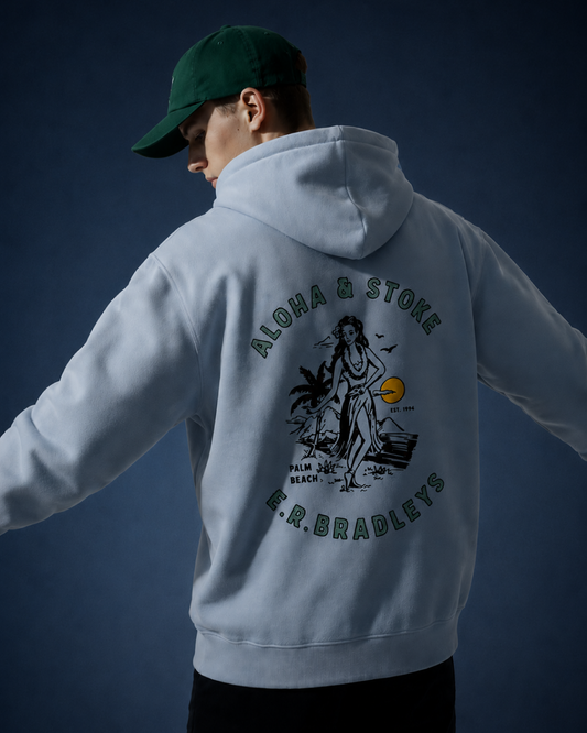 E.R. Bradleys Hula Powder blue hoodie